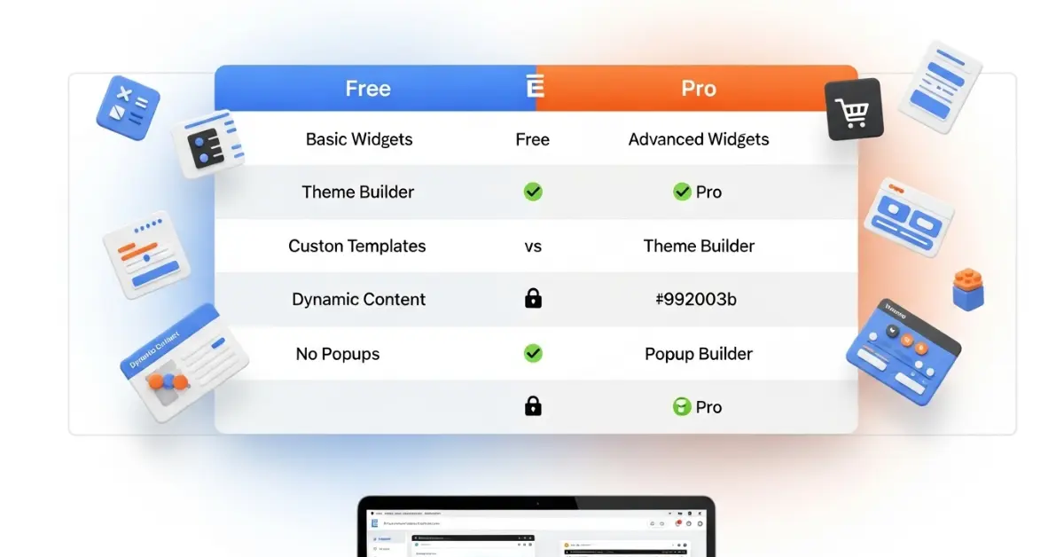 Elementor Free vs Pro